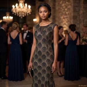 olivia matthews maxi dresses Olivia Matthew's Long dress with black and